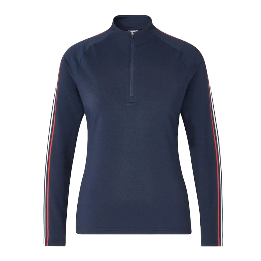 Cross Womens Stripe Zip Long Sleeve Polo