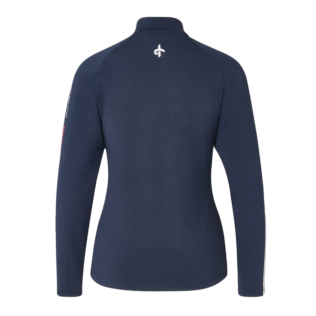 Cross Womens Stripe Zip Long Sleeve Polo