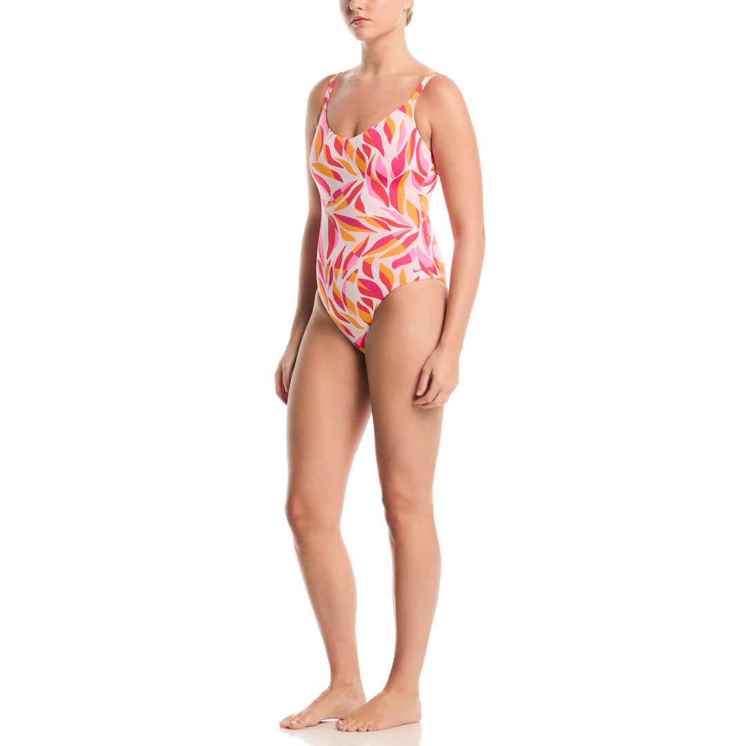 Nike Swim Women's V-Neck One-Piece Swimsuit - Desert Pink