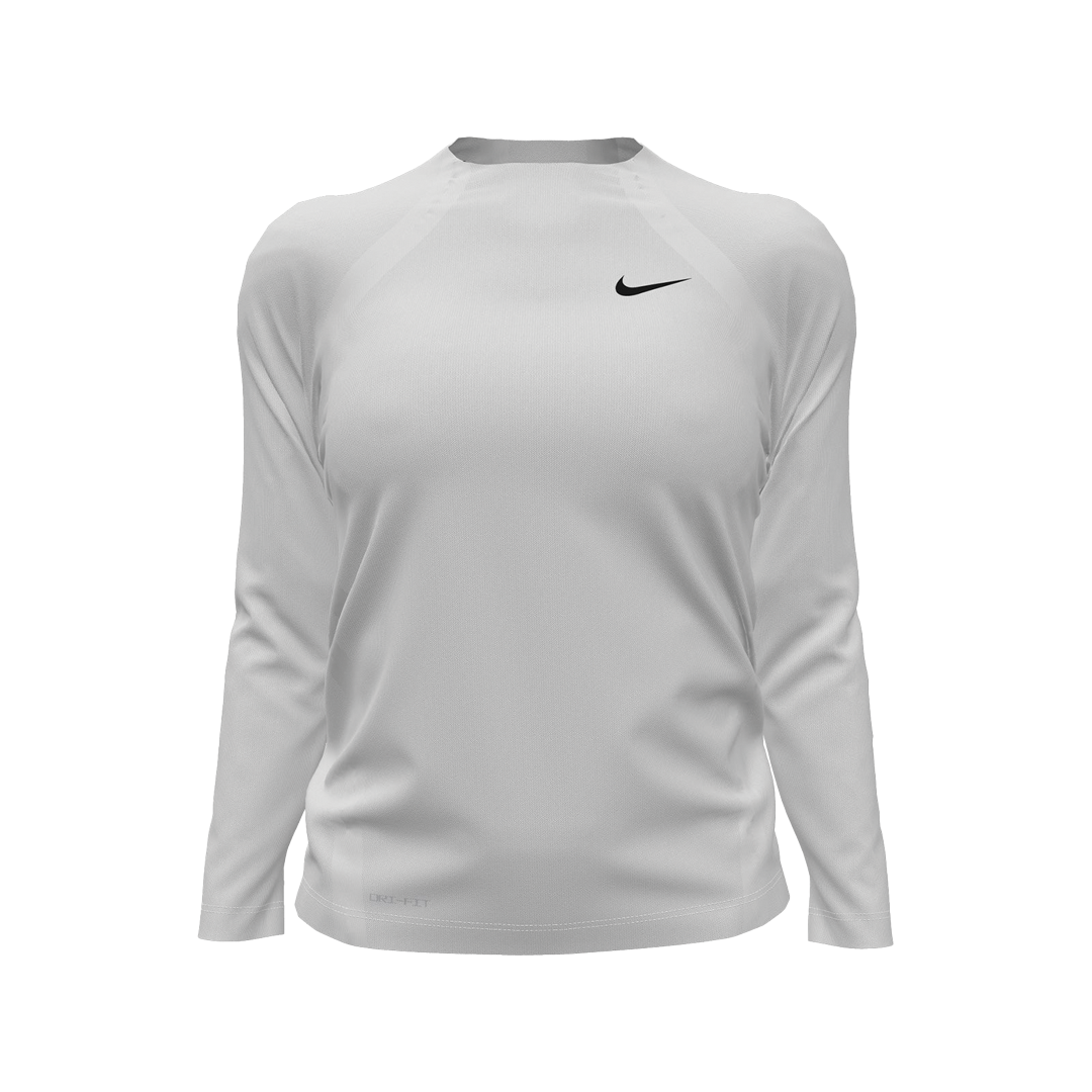 White long-sleeve shirt with Nike logo on a white background