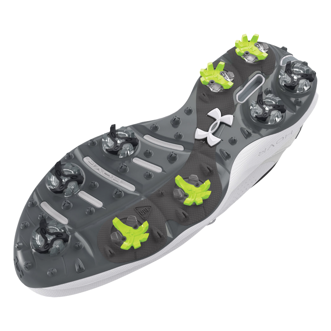 UA-3026919-100 Under Armour Drive Pro Shoe White Metallic Gun Metal Side2