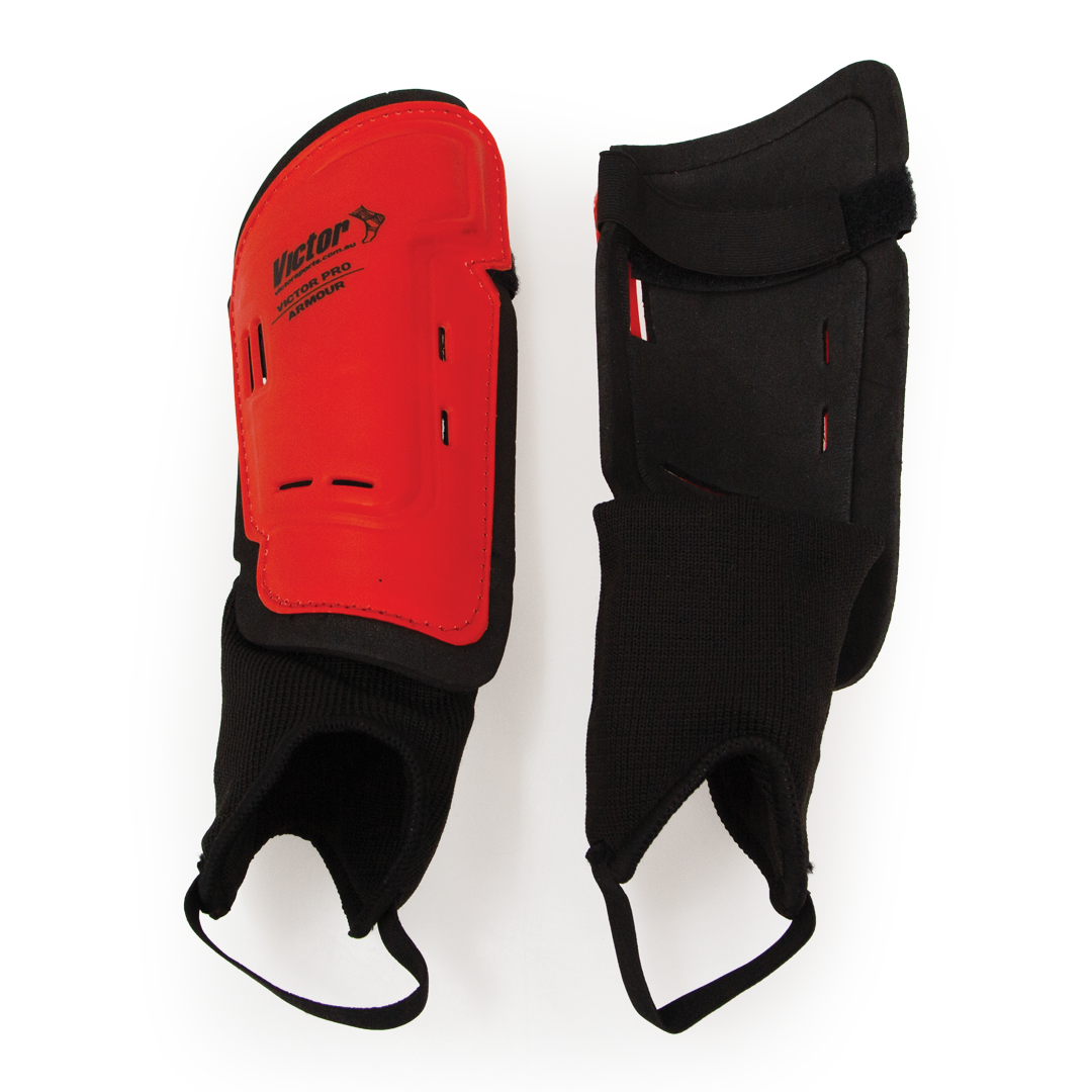 VSOCSGPAL Victor Soccer Shin Guard Pro Armour Pair Large Red Both Sides
