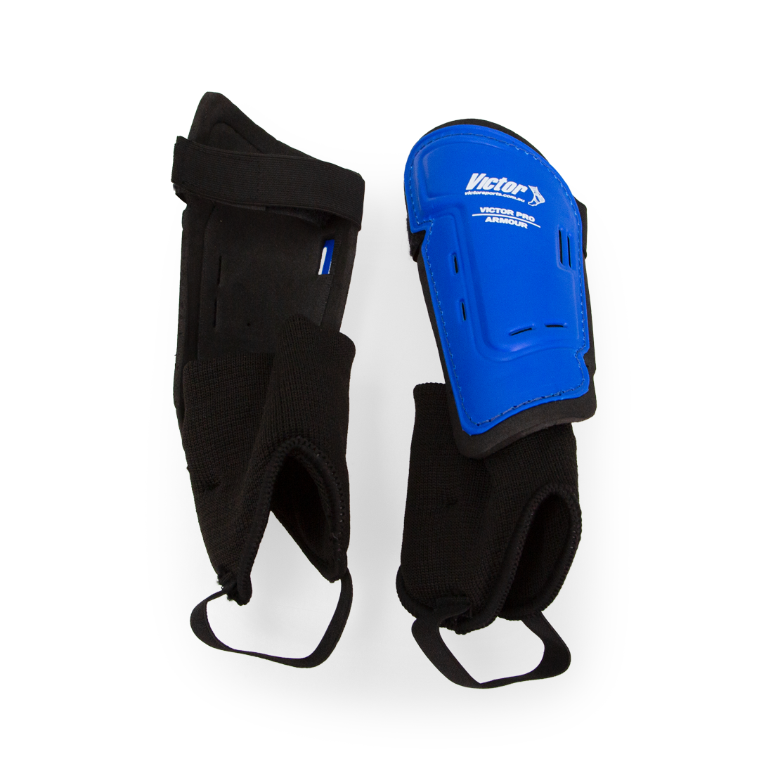 VSOCSGPAS Victor Soccer Shin Guard Pro Armour Pair Small Blue Both Sides