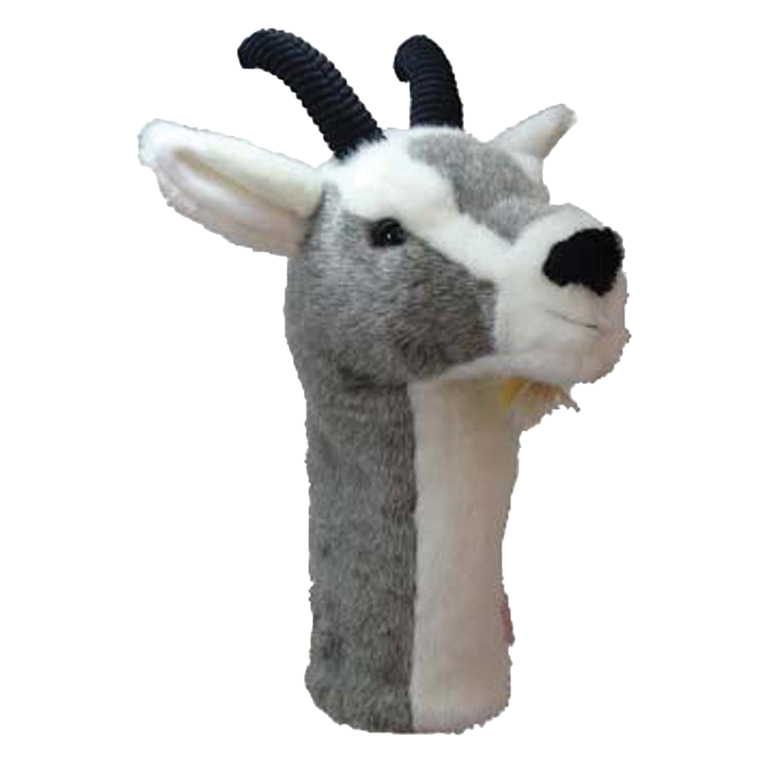 Plush goat headcover on a white background