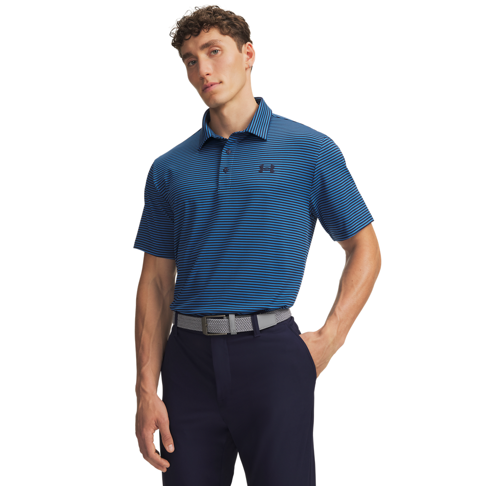 Under Armour Playoff 3.0 Stripe Polo - Navy - front view