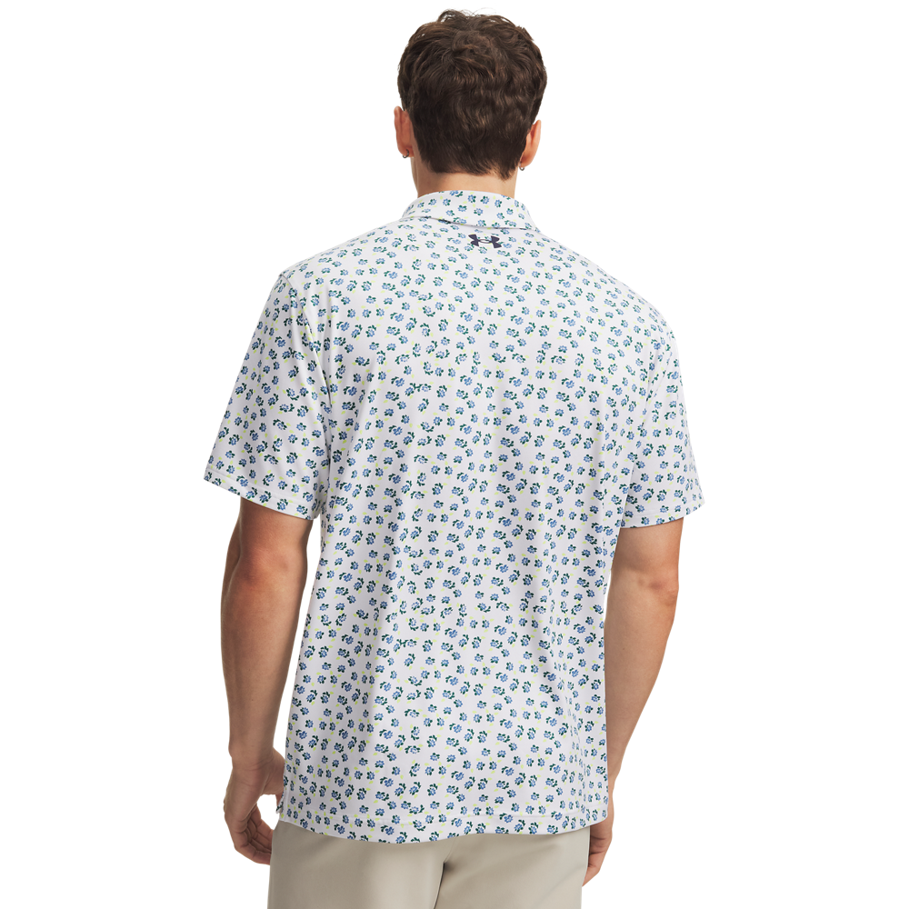 Under Armour Playoff 3.0 Printed Polo - White / Blue - back view