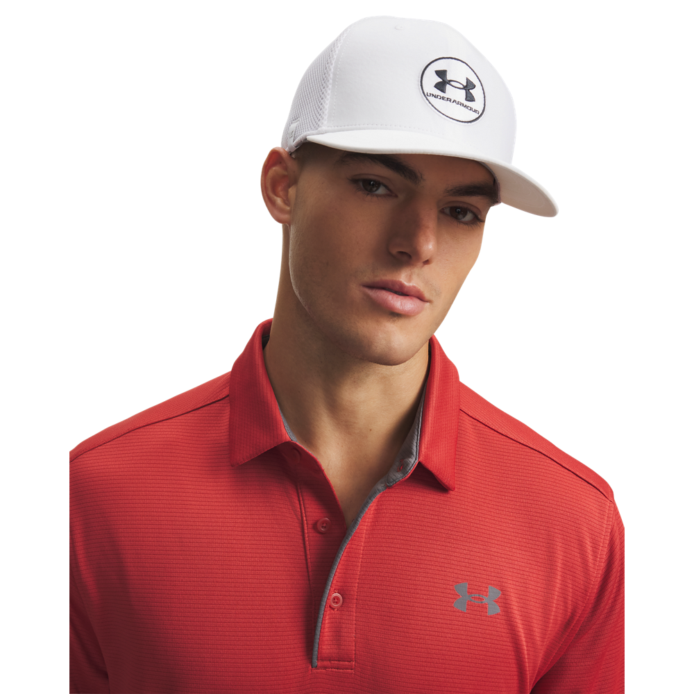 Under Armour Drive Mid Stretch Cap - White - front view