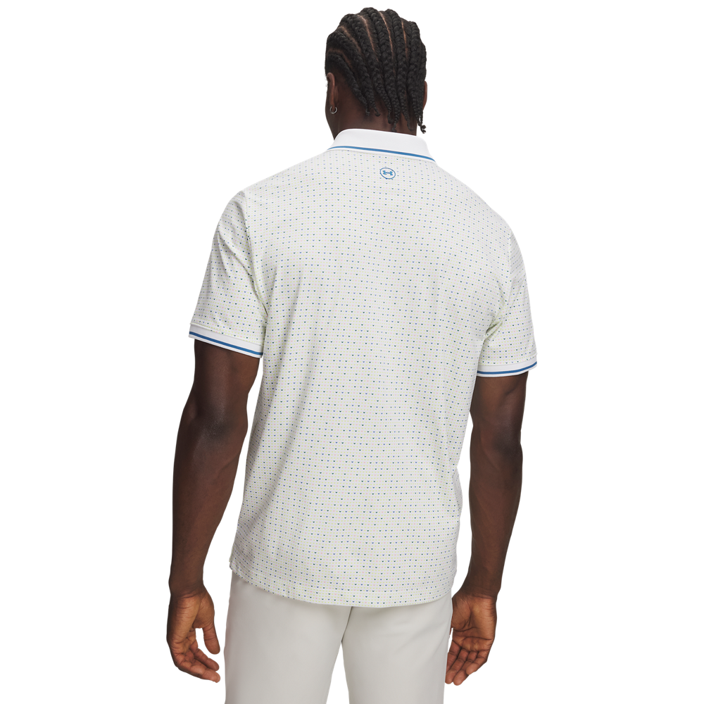 Under Armour ArmourDry Printed Rib Polo - White / Grey - back view