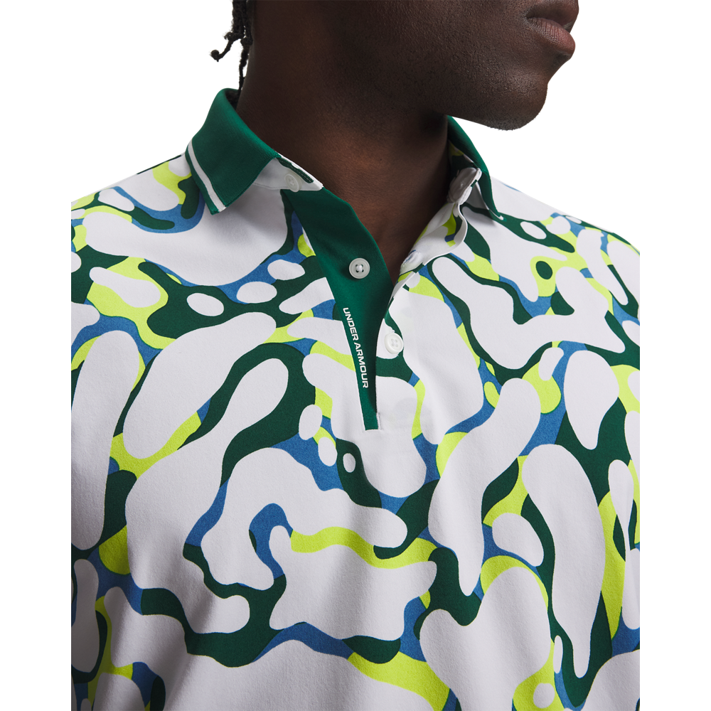 Under Armour ArmourDry Printed Rib Polo - White / Ivy - detail