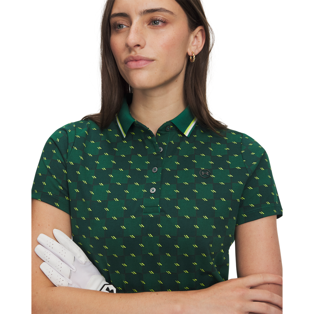 Under Armour Women’s ArmourDry Printed Rib Polo - Ivy - detail