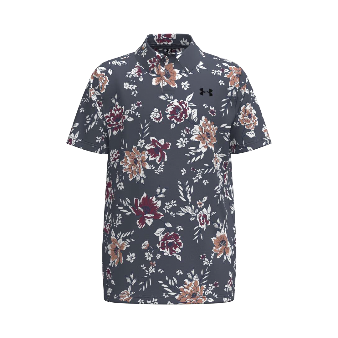 Under Armour Youth Matchplay Printed Polo - Downpour Grey/Academy (SH26-INDENT)