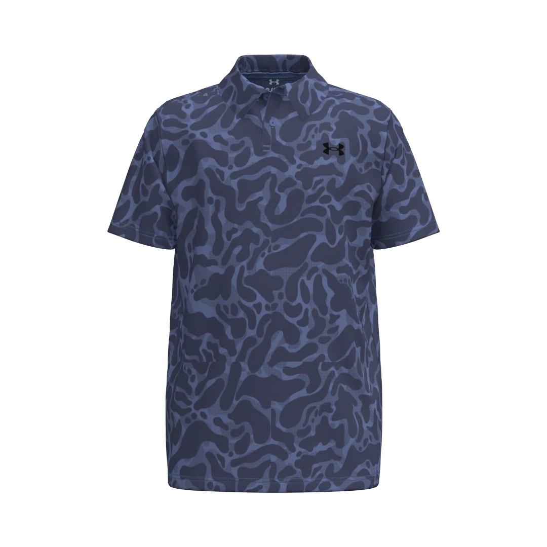 Under Armour Youth Matchplay Printed Polo - Aegean Blue/Academy (SH26-INDENT)