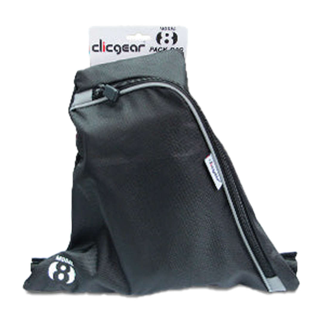 Black golf bag with visible branding on a white background