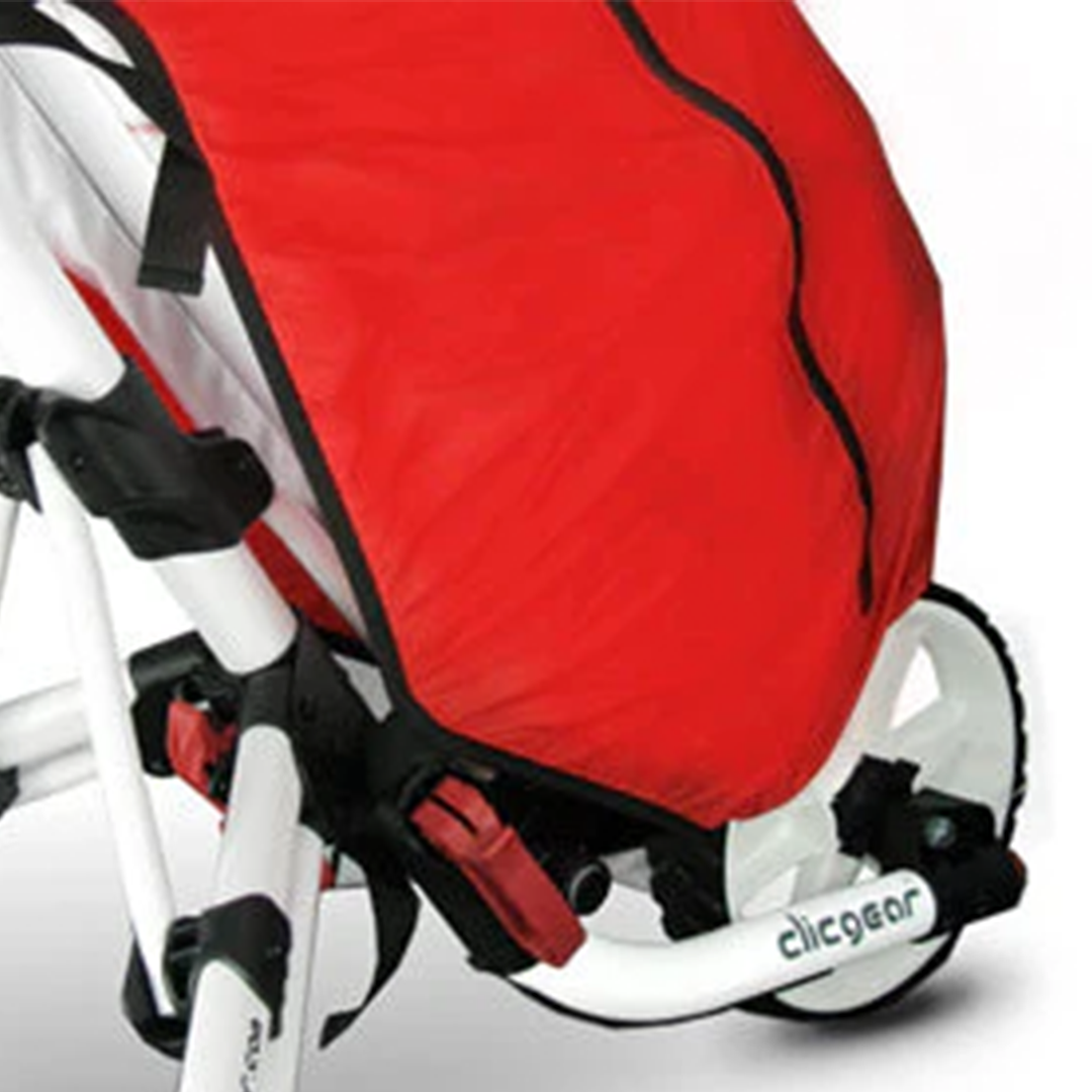 Red Clicgear Golf Rain Cover Close up