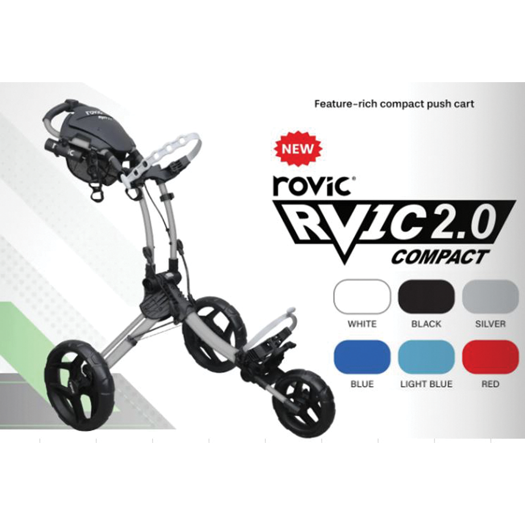 Rovic RVIC 2.0 compact push cart with color options on a white background