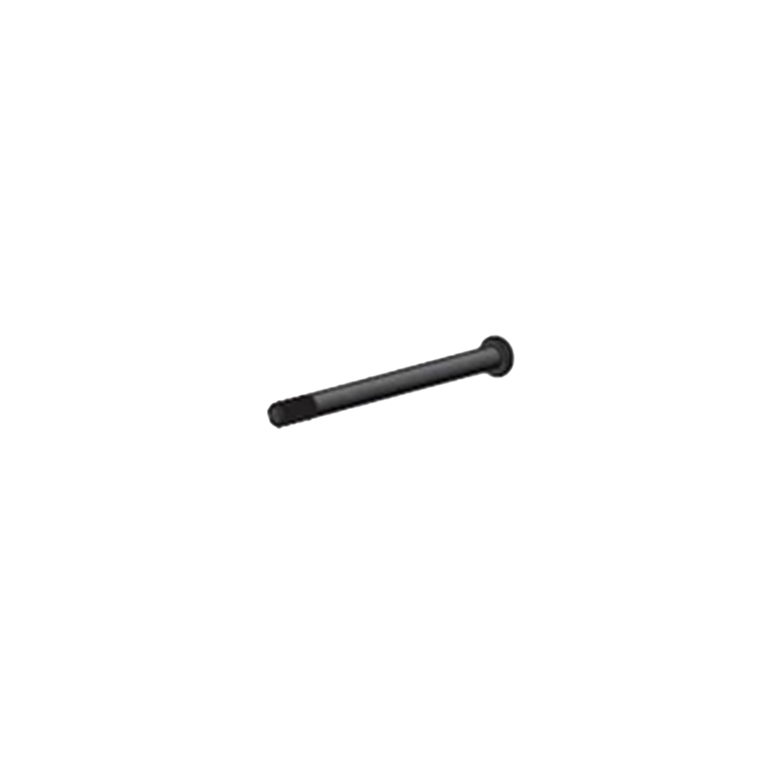 Black cylindrical object on a white background