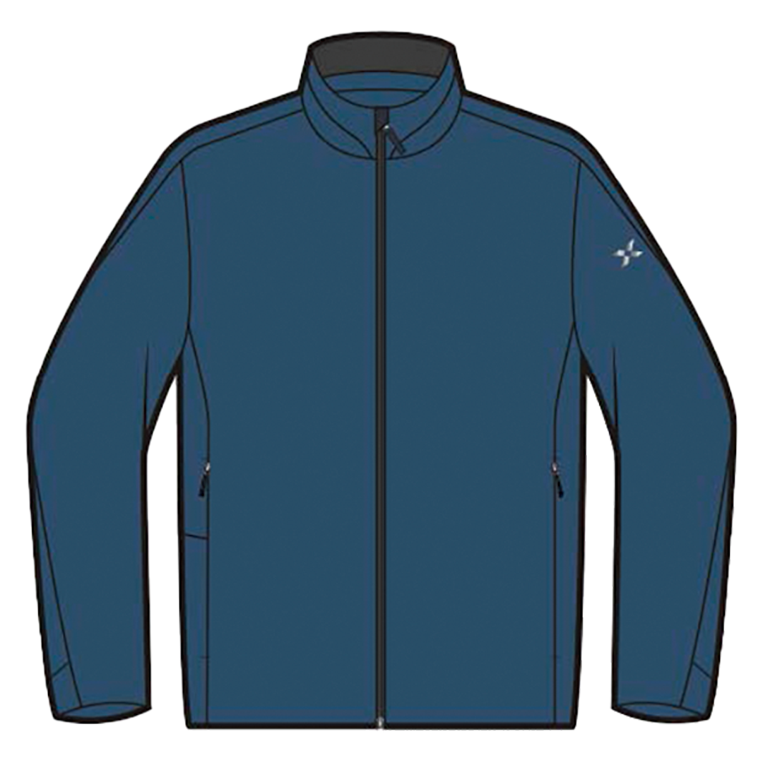 Dark green jacket with a brand logo on a white background