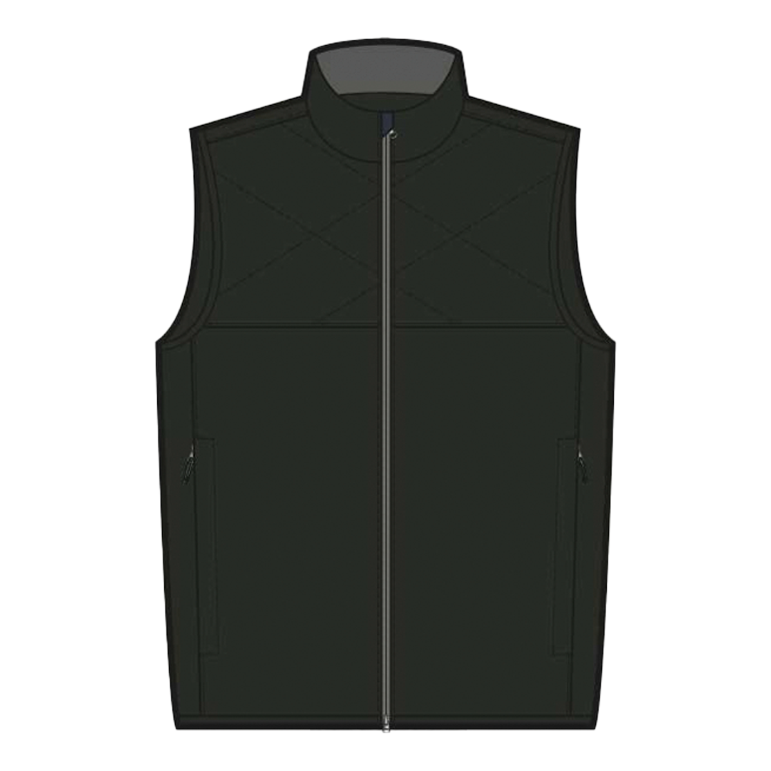 Black vest with a zipper on a white background