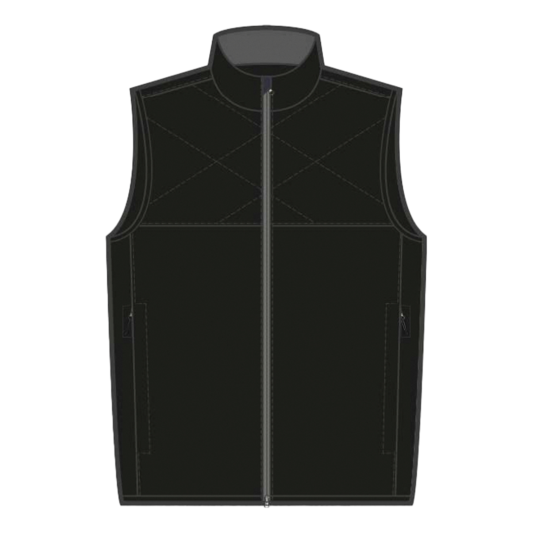 Black vest with a zipper on a white background