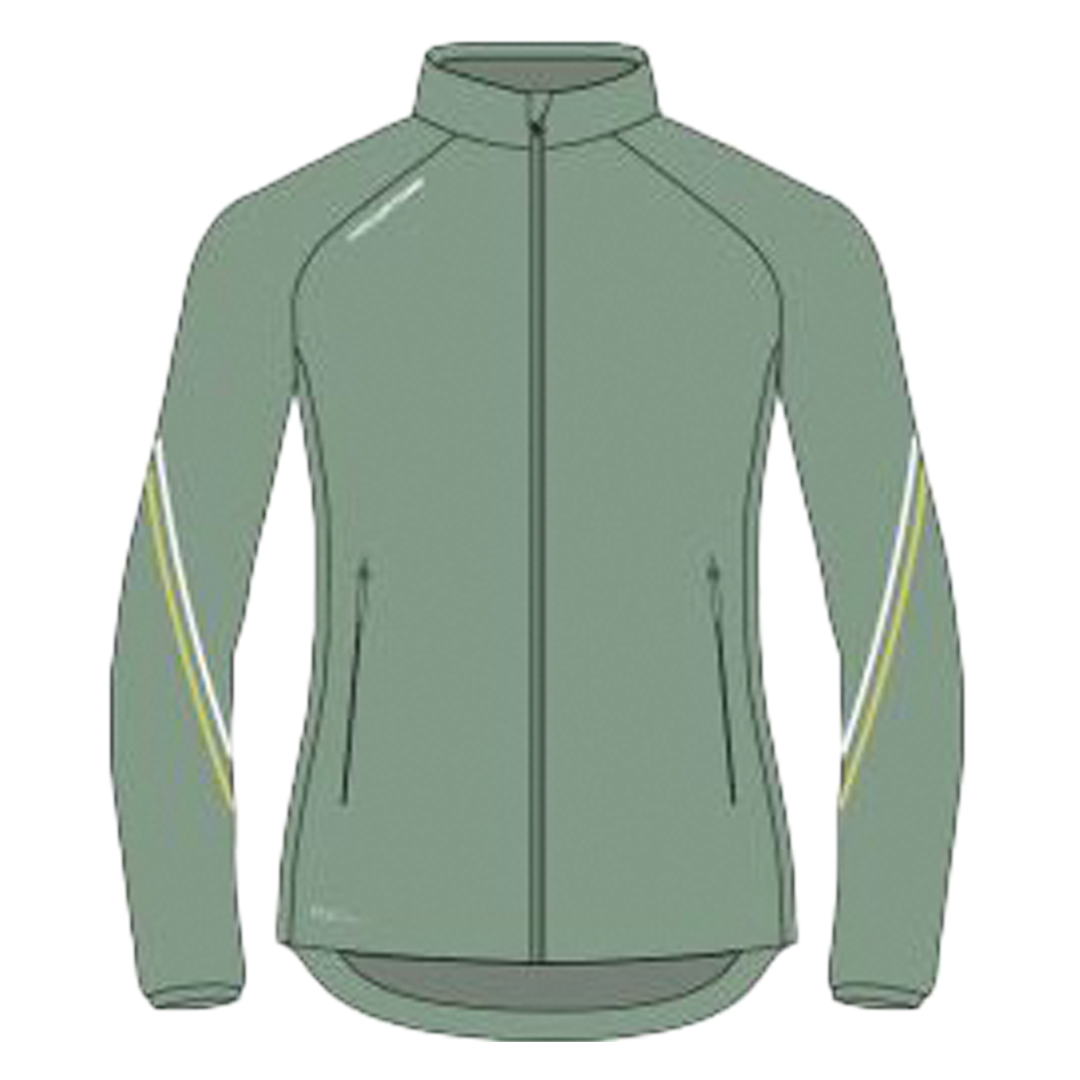Green jacket with white accents on a white background