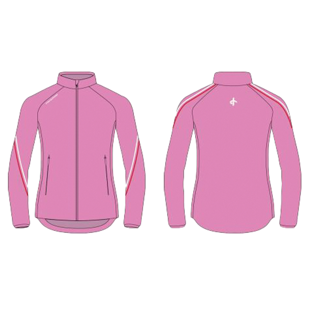 Pink jacket with white stripes on a white background
