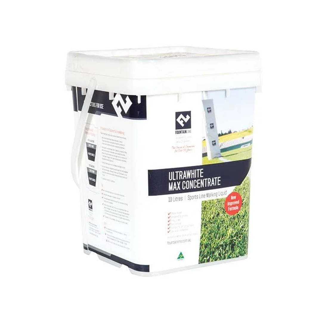Clear container with a label for ultrawhite max concentrate on a white background