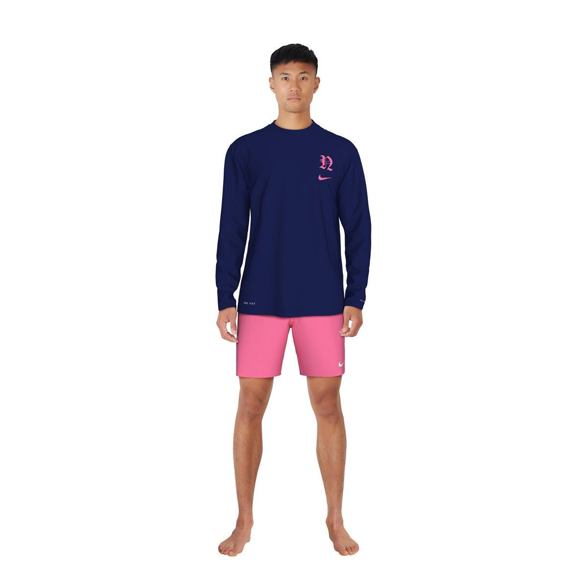 Nike Swim Men's Gothic Letter Long Sleeve Hydroguard Top