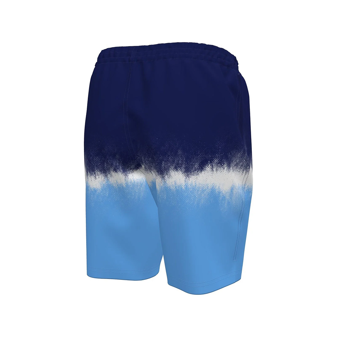 Blue and white gradient shorts on a white background
