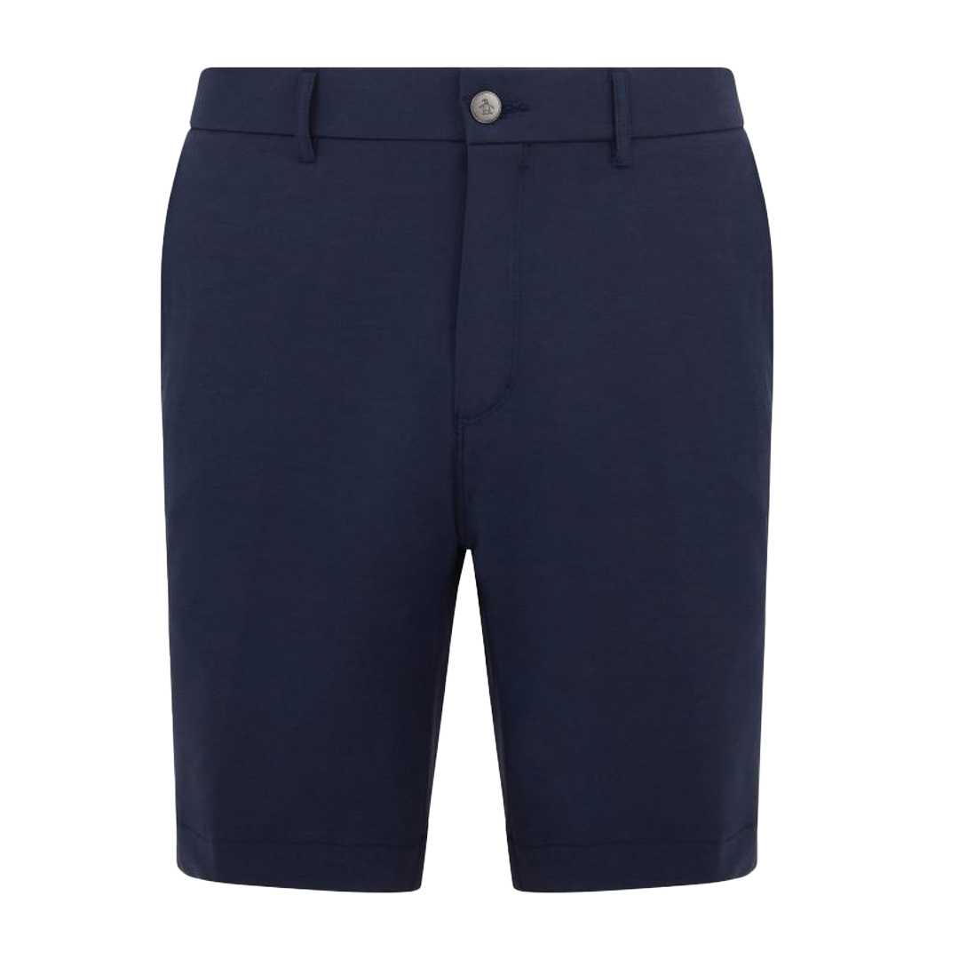 Navy blue shorts on a white background