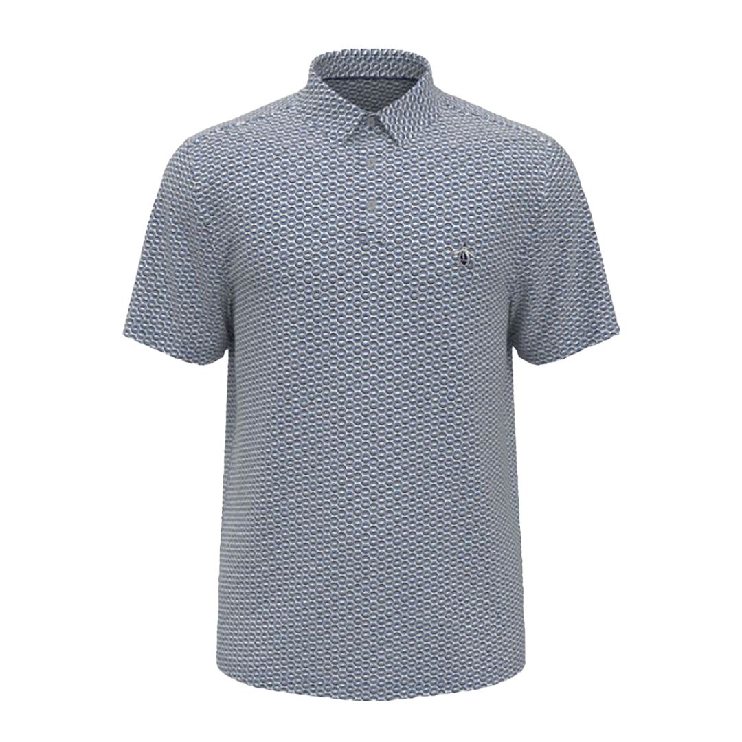 Patterned polo shirt on a white background
