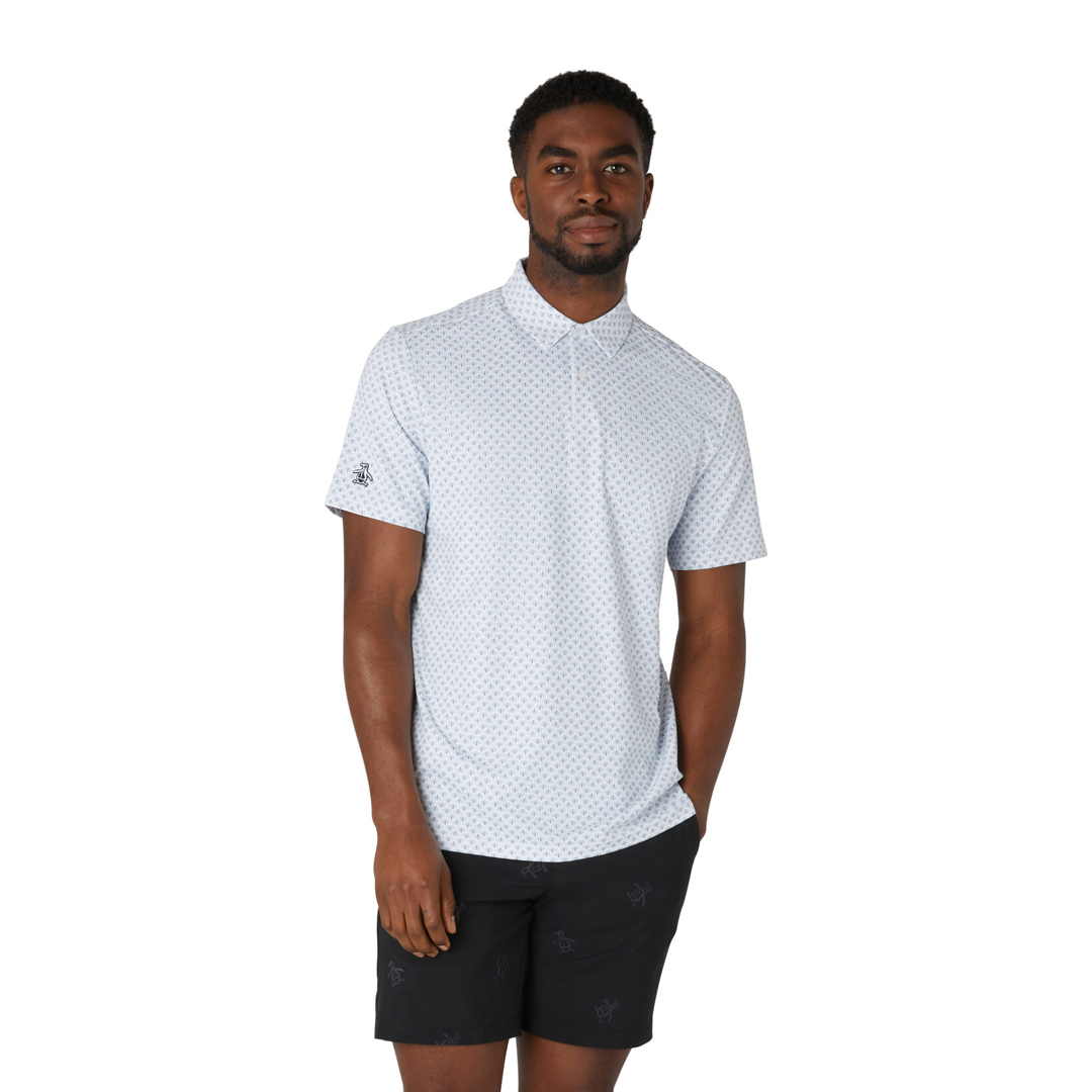 Original Penguin Retro Geo Print Polo - Bright White