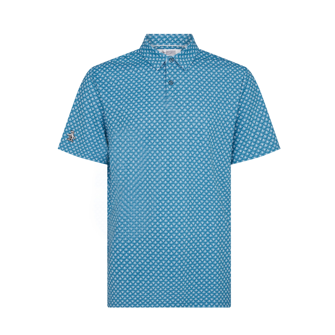 Original Penguin Retro Geo Print Polo - Jewel Blue