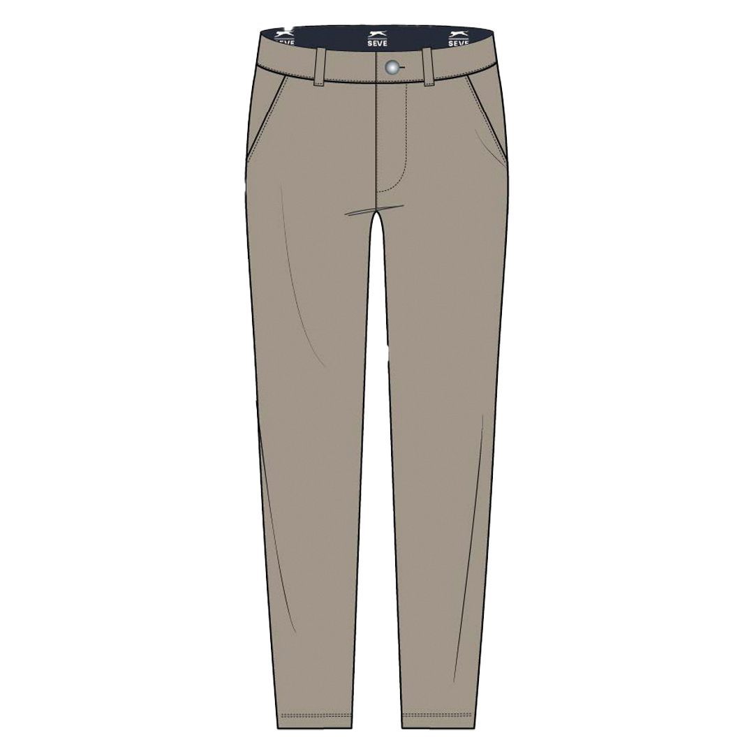 Beige pants with a white background