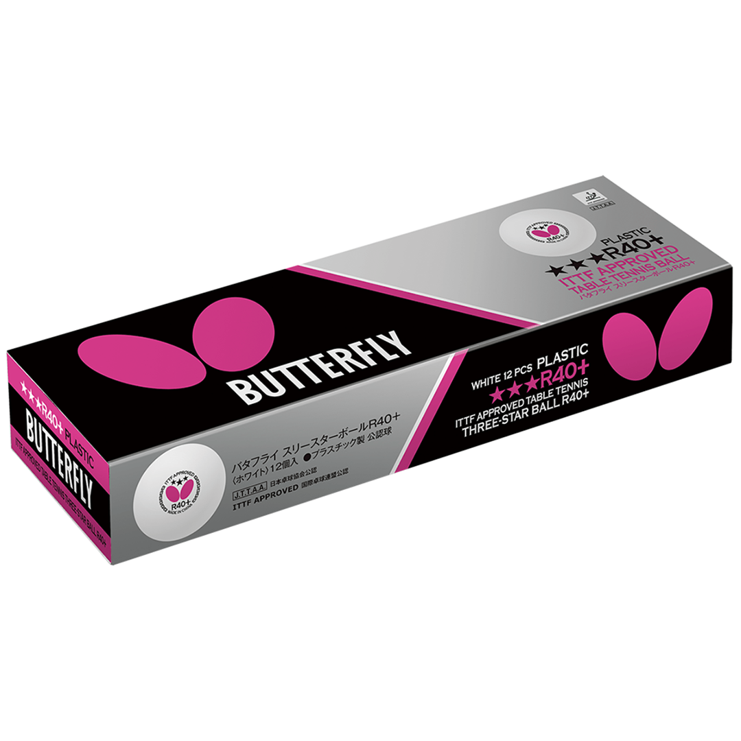 Table Tennis Ball Butterfly 3 star R40+ - 12