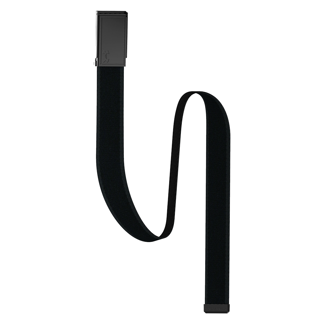 Black belt with a clip on a white background