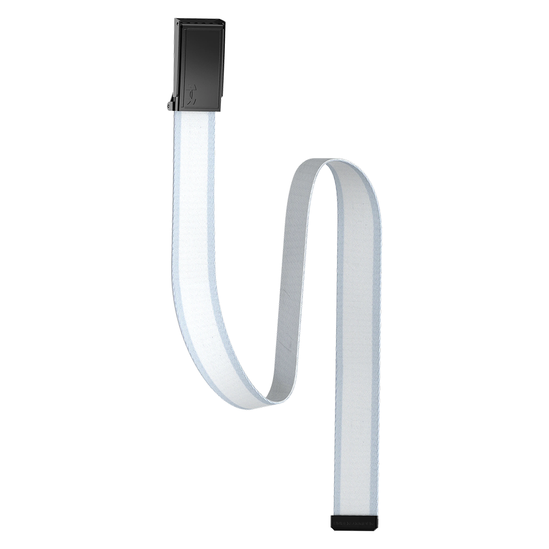 White belt with black buckle on a white background