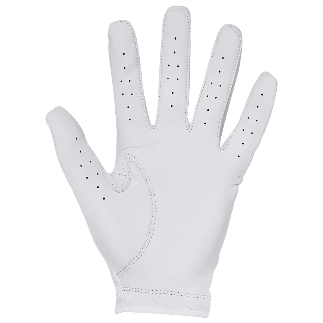 White golf glove with small holes on a white background