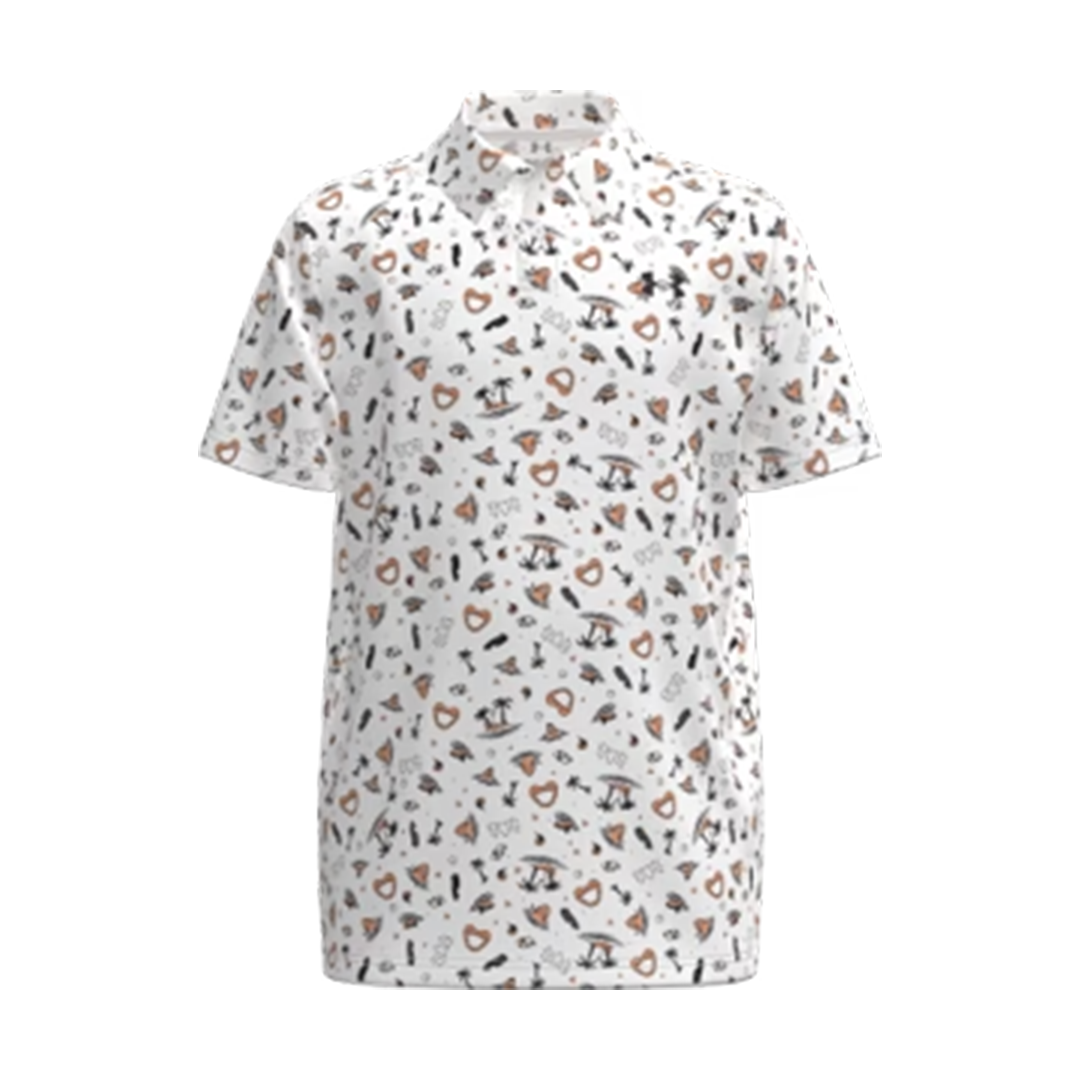 Under Armour Boys Matchplay Printed Polo White Orange Bloc