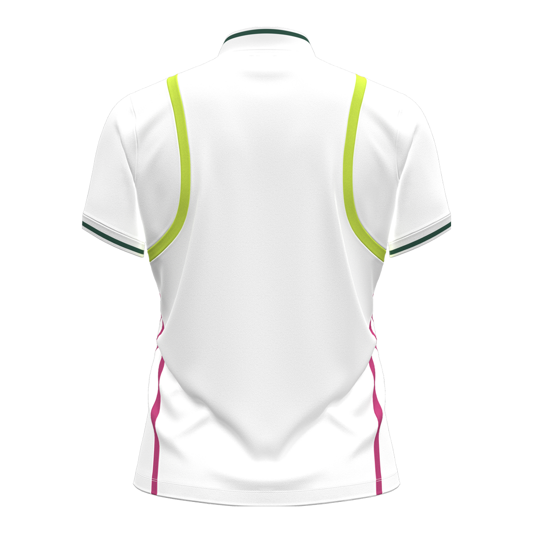Under Armour Ladies ArmourDry SS Rib Polo - White/Campus Ivy (SH26-INDENT)