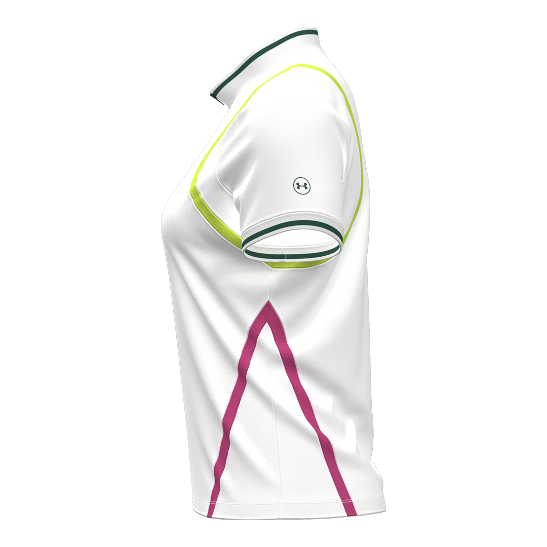 Under Armour Ladies ArmourDry SS Rib Polo - White/Campus Ivy (SH26-INDENT)