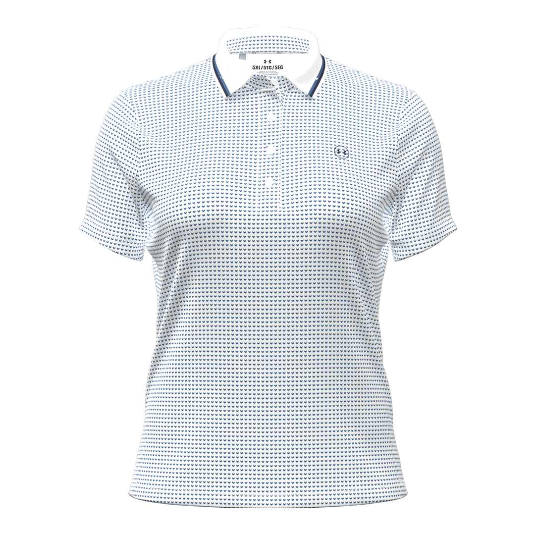 Under Armour Ladies ArmourDry Printed Polo - White/Aegean Blue(SH26-INDENT)