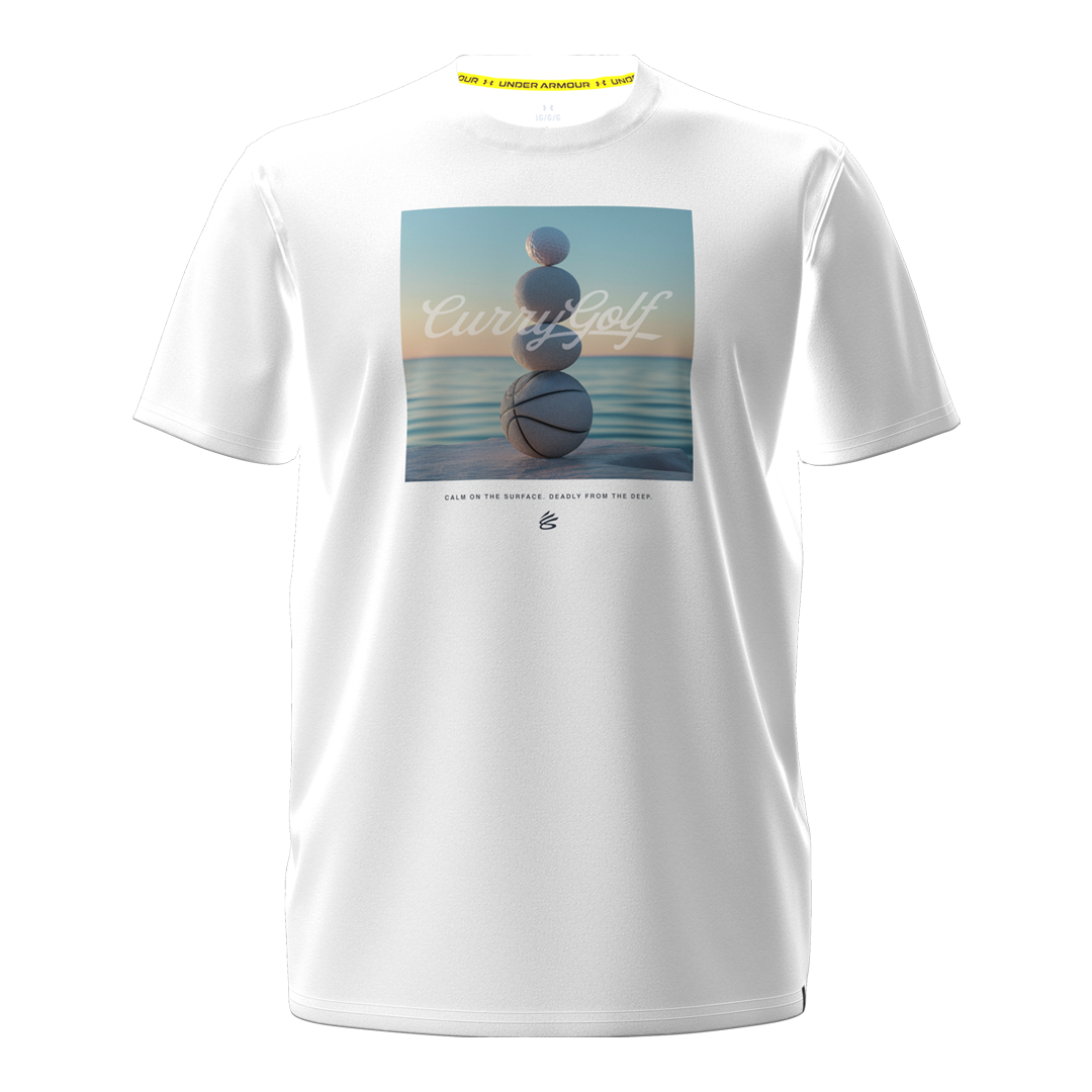 Under Armour Mens Curry Golf Balance T-Shirt - White/Castlerock (SH26-INDENT)