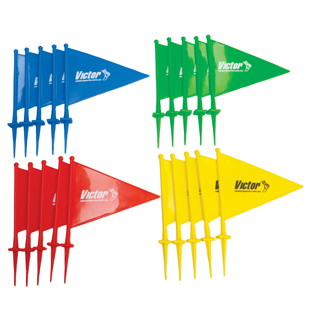 VMAFPS20 Victor Field Marker Flag PVC Set 20 Red Yellow Green Blue Main