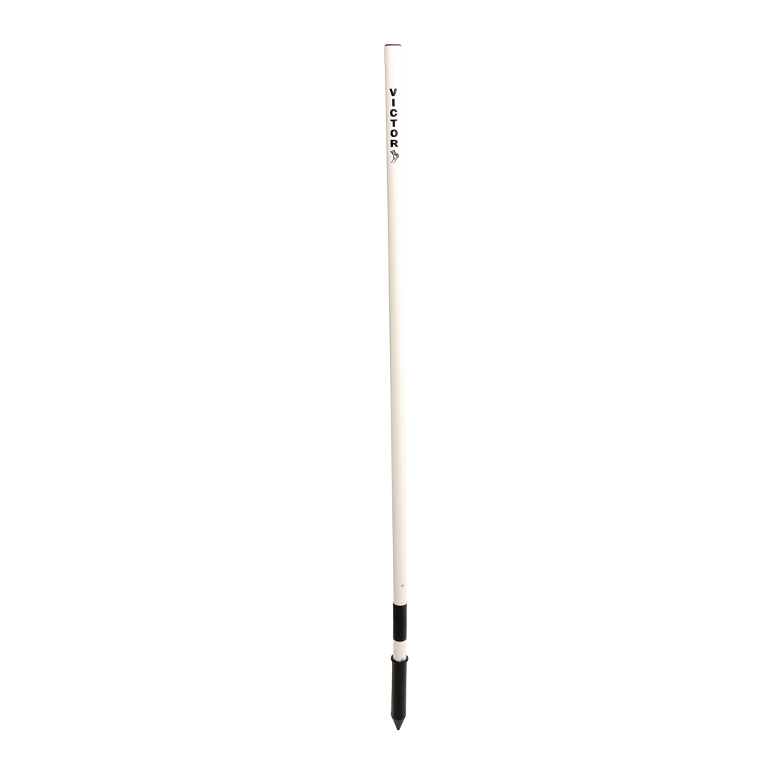 Four white archery bows with black nocks on a white background
