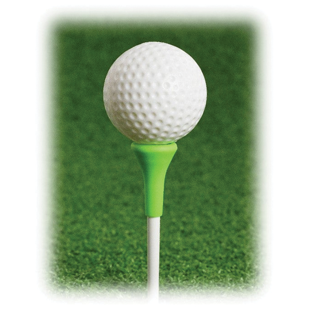 Pack of Optima rubber top golf tees with green and white design on a green background
