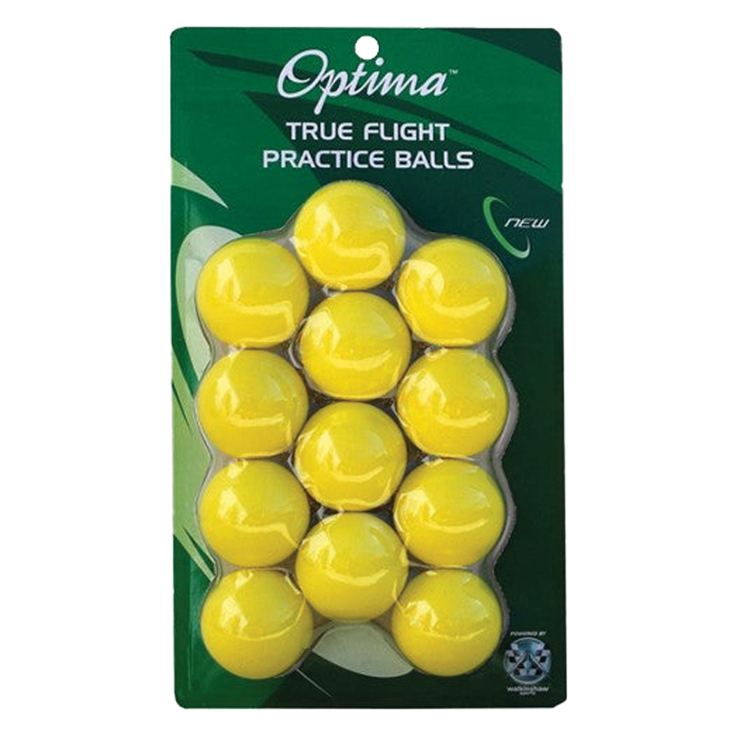 Pack of Optima True Flight practice tennis balls with green background