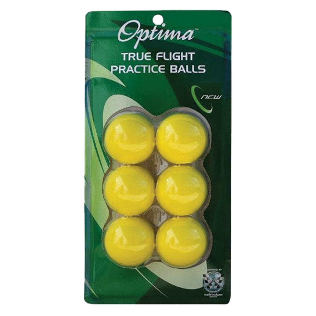 Pack of Optima True Flight practice balls on a white background