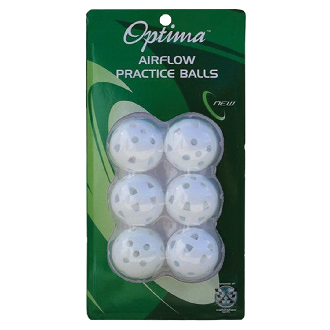 Pack of Optima Airflow Practice Balls on a green background