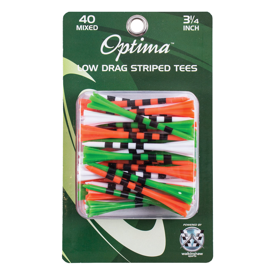 Pack of Optima low drag striped tees with a green background