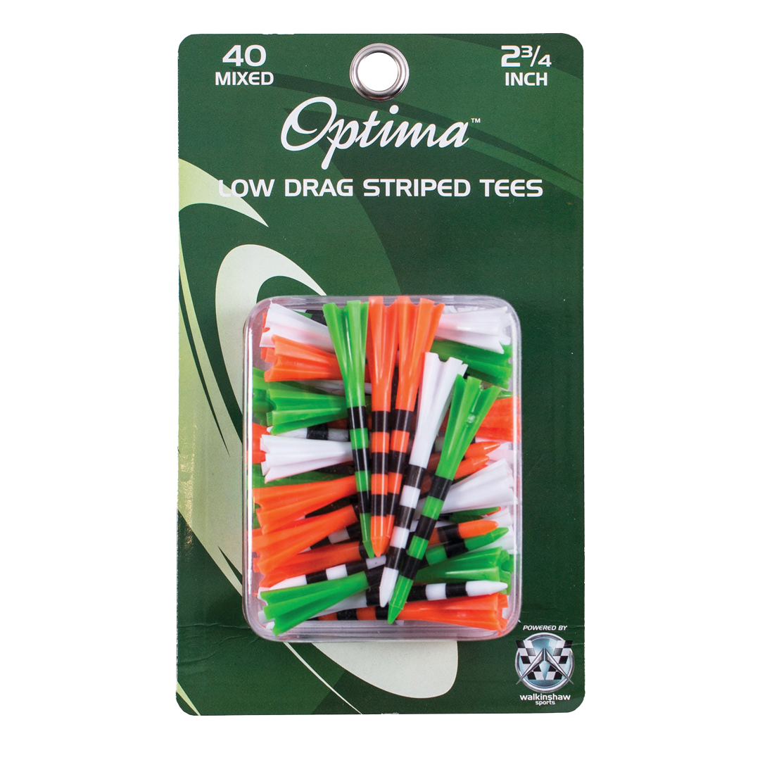 Pack of Optima low drag striped tees with a green background